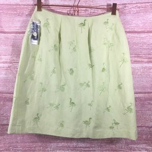 Larry Levine green flamingo skirt
